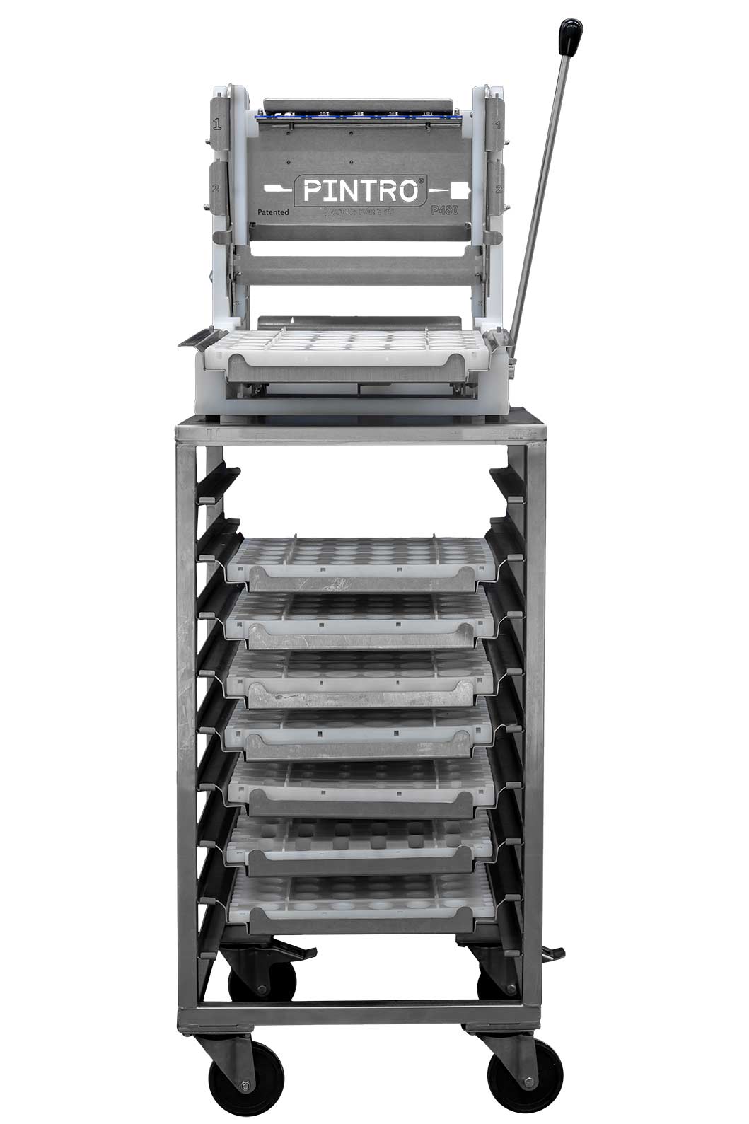 PINTRO P480 manual skewering machine working table and mobile rack